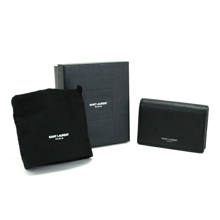 Saint Laurent Business Card Wallet Grained Multi Black Saint Laurent Business Card Wallet Grained Multi Black